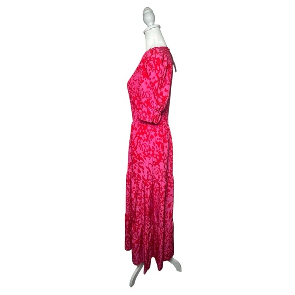 BTFBM Women's‎ Short Sleeve Vibrant Red & Pink Maxi Dress Size Medium NWT! - Picture 3 of 11